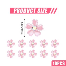 10Pcs Rhinestone Petal Hair Clips, Fashion Tiny Cute Claw Clips for Girls Women, Non-Slip Small Flower Hair Accessories for Wedding Daily Party Birthday (Pink)