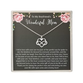 RareLove To My Boyfriends Mom Necklace 925 Sterling Silver Tiny Infinity Heart Necklaces for Women,Promise Necklace for Him,Boyfriends Mom Gift