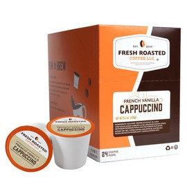 Fresh Roasted Coffee, French Vanilla Cappuccino Powdered Drink Pods, K-Cup Compatible, 24 Count