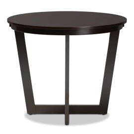 Baxton Studio Alayna Dark Brown Finished 35-Inch-Wide Round Wood Dining Table