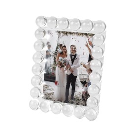 Marvala Clear Bubble Crystal Picture Frame 5''x 7'', Photo Frame with 24 Premium Balls Perfect for Office Home and Wedding Decor Tabletop Vertical Display, Includes Gift Box