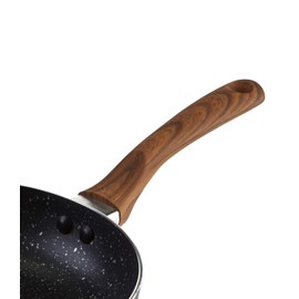 IMUSA USA Woodlook 8" Black Stone Fry Pan Handle and Speckled Nonstick Interior, 8"