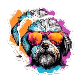 (2 Pack) Dandie Dinmont Terrier Dog Stickers - Dandie Dinmont Terrier with Sunglasses - Choose FromOver 100 Dog Breeds - 5 Inches On Longest Side - Premium Vinyl - Made in USA - BMCS0345