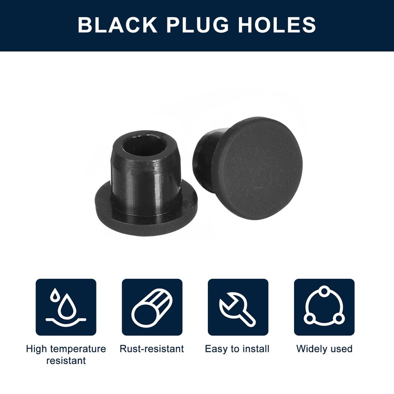 sourcing map 20 Pieces Black Plug Holes, Waterproof Button Plug
