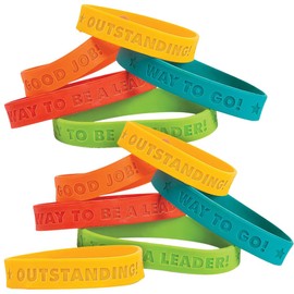 Multicolor Rubber Award Sayings Bracelets - 7.25" (Pack of 24) - Premium Party Favors - Perfect for Celebrations Rewards & Recognition
