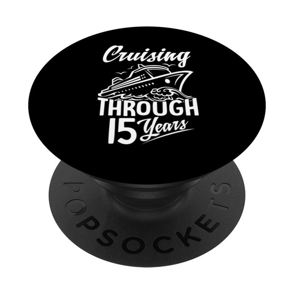 Cruising Through 15 Years 15Th Anniversary Couple Cruise PopSockets Swappable