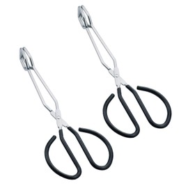 Scissor Tongs for Cooking Heavy Duty Stainless Steel with Comfortable Plastic Handle 10-Inch (Black)