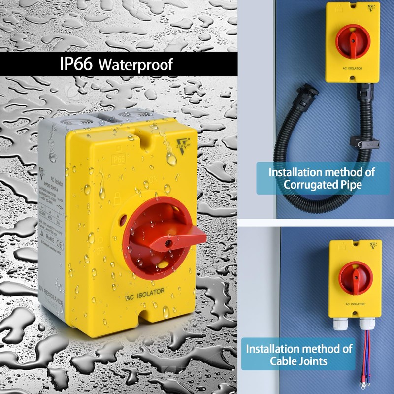 40Amp AC Isolator Solar Switch, 2 Positions IP66 Waterproof 690V