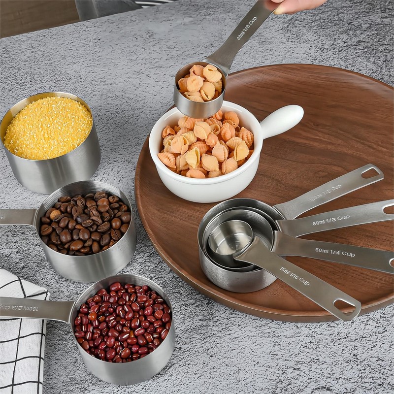 Smithcraft Measuring Cups Set 8, 18/8 Stainless Steel Measuring Cups