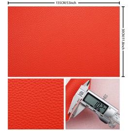 Red Litchi Texture PU Fabric Leather 11.8x53.14 Inch（30x135 cm） 1.13mm Thick Faux Synthetic Leather Material for Upholstery Crafts, DIY Sewings, Sofa, Handbag, Earrings, Hair Bows Decorations