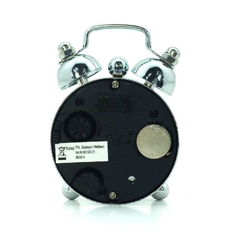 TFA Dostmann Analoger Mini-Nostalgie Metall Wecker, 60.1000.01, klein und handlich,