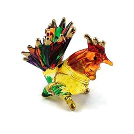 Mr_air_Thai_Glass_Blown Tiny 1½" High Rooster Figurine - Miniature Hand Blown Glass Chicken Hen Chicks Crystal Animals Decorative Collectible Figurines Home Décor Gifts