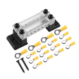 X AUTOHAUX 1 Set 6 Way Terminal Bus Bar - Car - Metal Plastic Clear Silver Tone