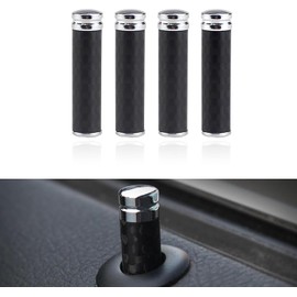 4 Piezas De Pomos De Cerradura De Puerta De Coche, Clavijas De Tira De Puerta Interior De Fibra De Carbono Y Metal Con Cubierta Decorativa Antiarañazos