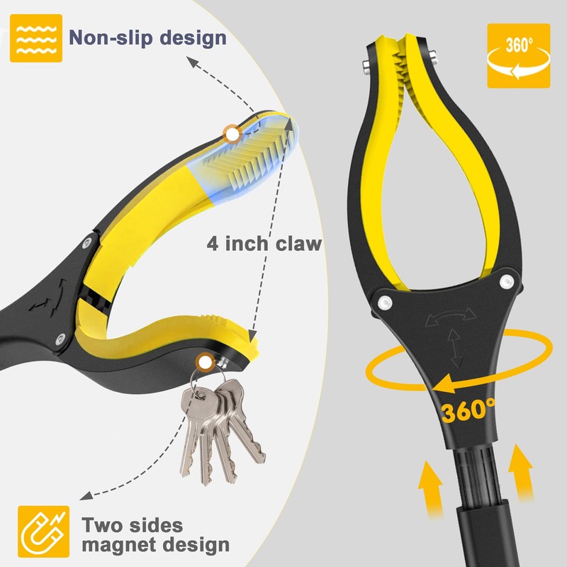 44 Inch Extra Long Grabber Reacher Tool，Foldable Trash Pick Up