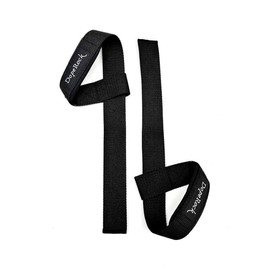 DopeRock Cotton Hard Pull Wrist Lifting Straps Grips Band-Deadlift Straps with Neoprene Cushioned Wrist Padded and Anti-Skid Silicone - for Weightlifting, Bodybuilding, Xfit, Strength Training, Black