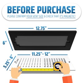 Powerful Magnetic Vent Covers (3-Pack) That Will Never Fall Off (Upgraded Design) - for Sealing Floor/Wall/Ceiling Registers of Width 5.25" to 6", Length 11.25" to 12" | Vent Not Included | Black