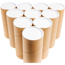 Juvale 10-Pack Mailing Tubes & Caps - 3 x 7 in Brown Mailer - Durable 3-Ply Spiral Round Cardboard Cylinder for Crafts & Secure Packaging
