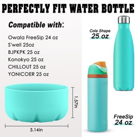 VIKIZUES Silicone Boot Compatible with Owala Water Bottle 24 oz & S'well 25 oz Water Bottle and More 25 oz Stainless Steel Water Bottles, Anti-Slip Bottom Protector Sleeve (Mint)