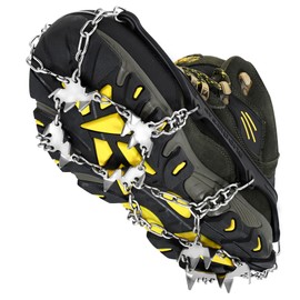 Jokisa Grödel Crampons for Mountain Shoes with 24 Teeth, Grödel for Hiking Shoes, Stainless Steel, Spikes Shoes, Traction with Non-Slip for Any Outdoor Activity and Challenge
