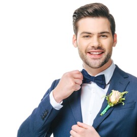 Lizzy Mens Classy Pre Made BOW TIE Wedding Party formal or special occasions Solid Color Fancy Tartan Bowteis Necktie Ties Burns Night (Red)