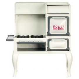 Melody Jane Dolls Houses Dollhouse Vintage White & Grey Roper Range Cooker Stove 1:12 Kitchen Furniture