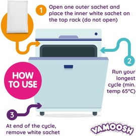 Vamoosh 6-in-1 Dishwasher Cleaner | Natural Citric Acid Cleaning Formula | Limescale Removal | Grease Elimination | Eco-Friendly | Made in the UK | 50g (Pack of 2)