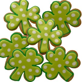 Shamrock Cookies- 6 Decorated Shortbread St Patricks Day Individually Wrapped With Bow by BakersDozenToGo