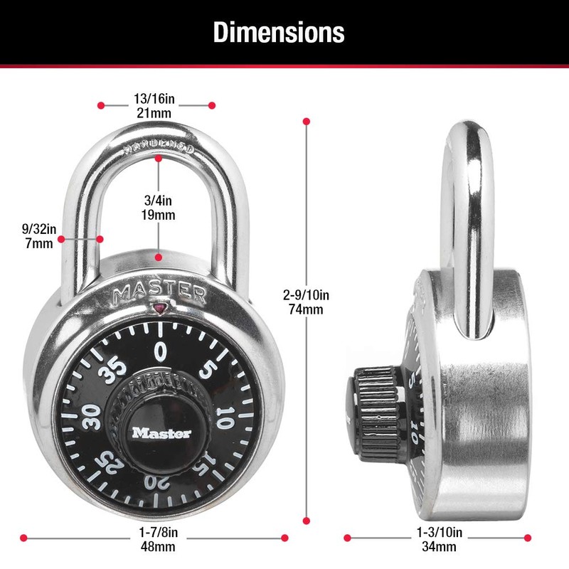 Master Lock Black Gym Locker Lock Combination Padlock, Indoor Combo