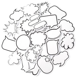 OIIKI 90 PCS Dialog Box Paper Stickers, Cute Label Stickers, Assorted Shape Paper Stickers, Adhesive Labels for Scrapbooking, Planners, Calendar -2 Boxes, 45PCS/Each Box -White,Black