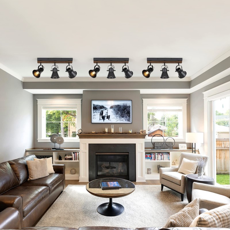 KEESFU 3-Light Track Lighting Kit,Black Semi Flush Mount Ceiling Light