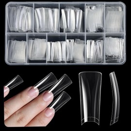 ASONRL 504Pcs Clear Duck Nail Tips Half Cover Long Duck Nails Tips Press On - 12 Sizes Acrylic Gel DIY Nail Extensions for Salon-Worthy Duck Shaped Manicures & Nail Art with Box