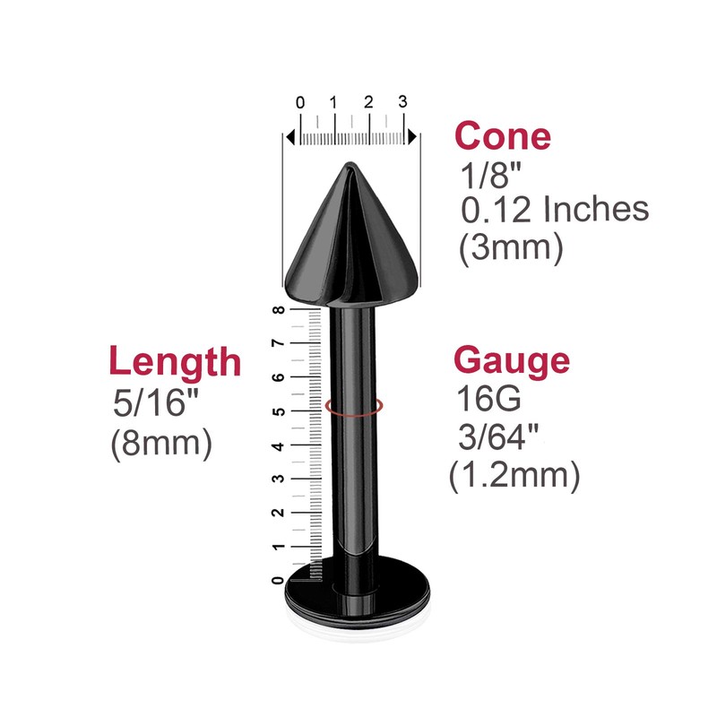 bodyjewellery 6pcs 16g Labret Stud Lip Ring Cartilage Tragus Snakebite