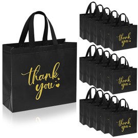 DECHISY 30Pcs Thank You Gift Bags, Large Reusable Gift Bags，Thank You Bags with Handles for Business, Shopping, Wedding, Baby Shower, Graduations, Party Favors (12.4x11x4.7Inch