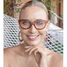 Eyekepper Half Moon Reading Glasses for Women Stylish Readers Ladies - Brown +1.00