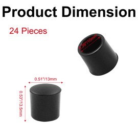 Luomorgo 24Pcs Door Stop Rubber Tip Replacement, Door Stopper Rubber Tip, Black Door Stop Rubber End Cap Universal for Door Stop Bumper Tips Wall & Floor Protection