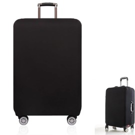 FDRJKN Suitcase Cover, Suitcase Covers Protectors, Luggage Cover, Luggage Covers For Suitcases, Waterproof Dustproof Luggage Cover Black Baggage Cover For Travel (M 22-24inch)