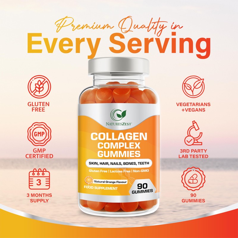 Collagen Complex Gummies for Women & Men, 500mg Collagen with