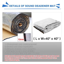 uxcell 394mil 10.76sqft Car Fen-der Engine Heat Sound Deadener Dampening Insulation Mat 40 Inch x 40 Inch