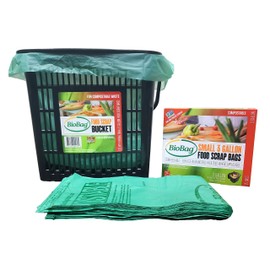 BioBag Kitchen Counter Food Scrap Bin and Compostable Bag Kit