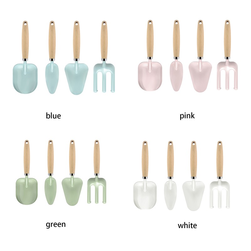 4pcs Garden Shovel Multipurpose Efficient Cartoon Wood Handle Digging Shovel