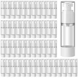 Sabary 60 Pcs Clear Airless Pump Bottles Refillable Cosmetic Travel Size Dispenser Vacuum Plastic Travel Bottles Empty Spray Pump Dispenser Liquid Toiletry Container(1 oz)