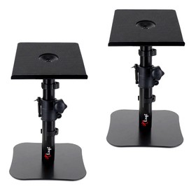 Tlingt Desktop Speaker Stands Pair, Monitor Speaker Stand Riser, 6.7”x7.9” Metal Tray, Height Adjustable, Flat Base Compatible with Any Desk, Ideal for 3 to 4-inch Monitor Speaker, Bookshelf Speaker