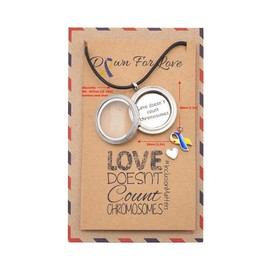 quan jewelry Gifts for Her Locket Pendant Necklace, Down Syndrome Awareness Jewelry with Greeting Card