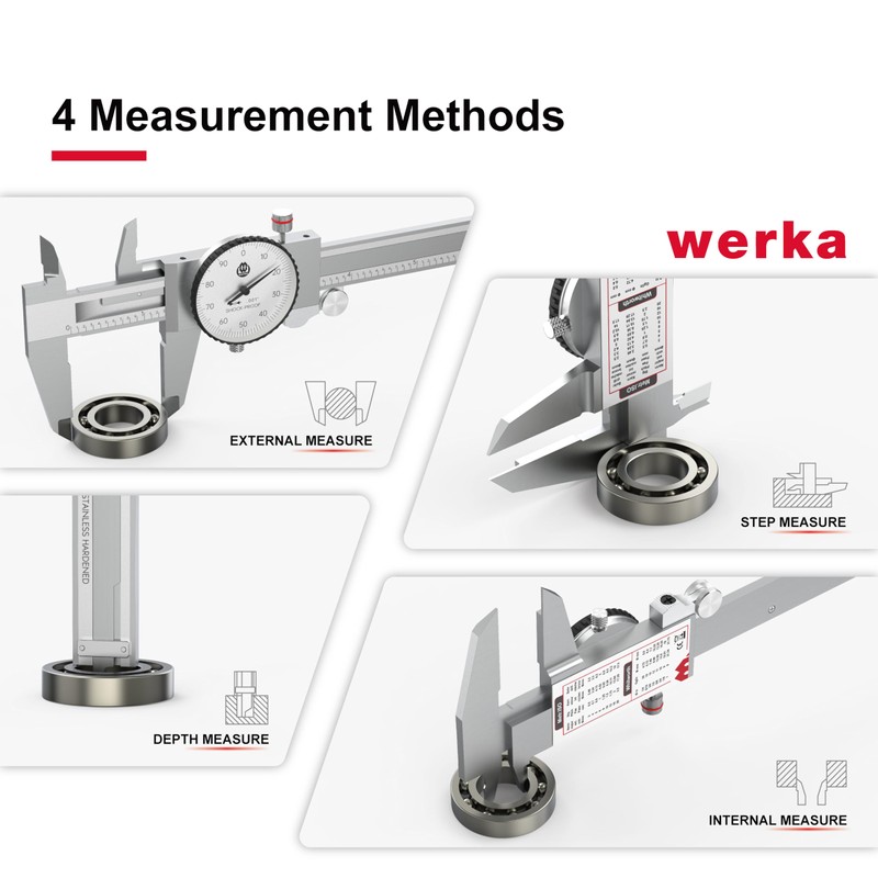 werka Dial Caliper 12 Inch, Shockproof Dial Caliper Measuring Tool