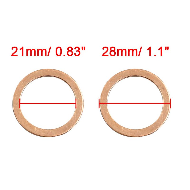 X AUTOHAUX 10 Pcs 21mm Inner Diameter Flat Copper Washers