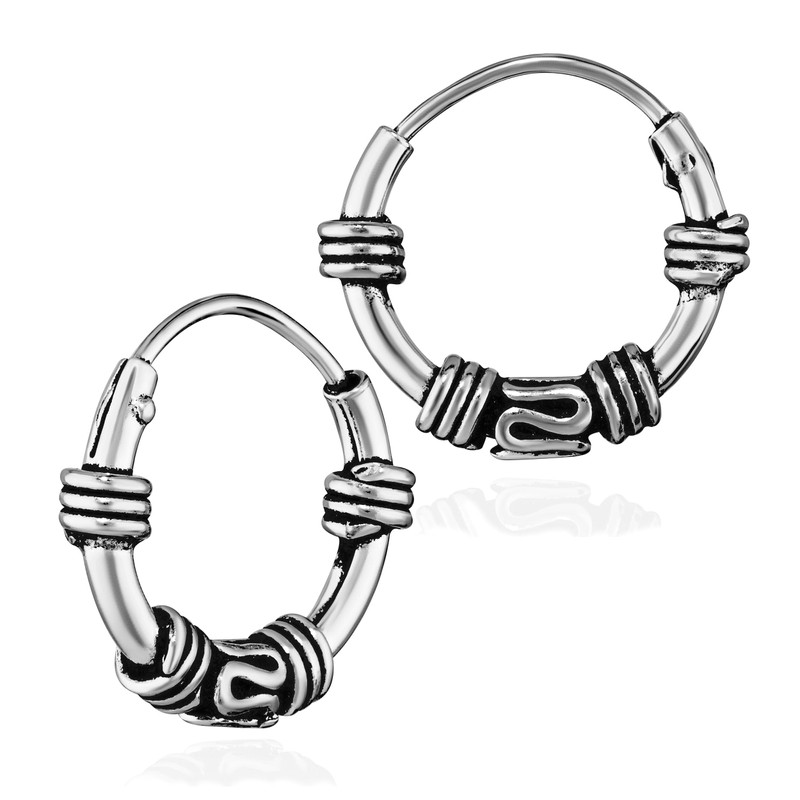NKlaus Pair of 925 Sterling Silver Celtic Gothic Creole Earrings