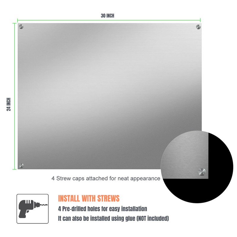 24" By 30" Stainless Steel Stove Backsplash, Reversible Ultra Flat