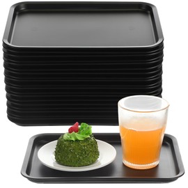 Sintuff 20 Pcs Plastic Art Trays Colorful Fast Food Lunch Trays Bulk Activity Crafts Sensory Serving Organizer for Home, School, Kids, DIY Projects, Painting, Beads(Black,10 x 7 Inch)