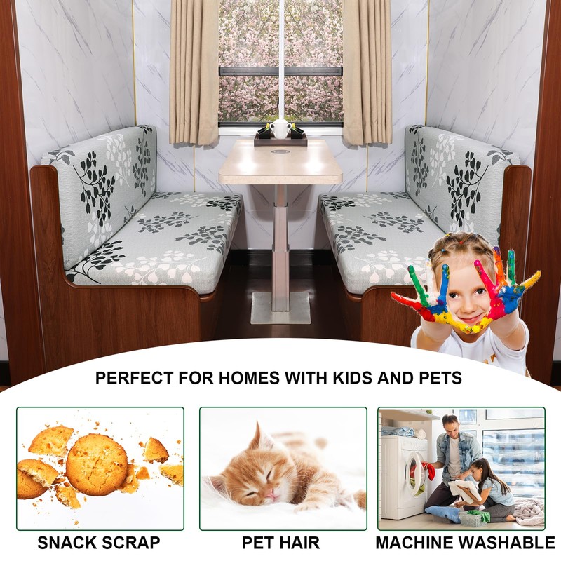 CRFATOP 2 Sets RV Dinette Cushion Covers Printed Camper Cushion